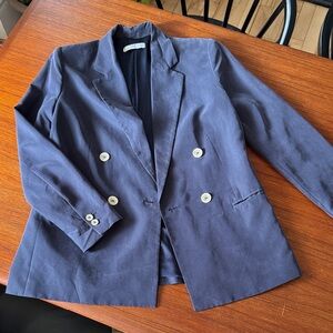 Mango Double-Breasted Navy Blue Blazer